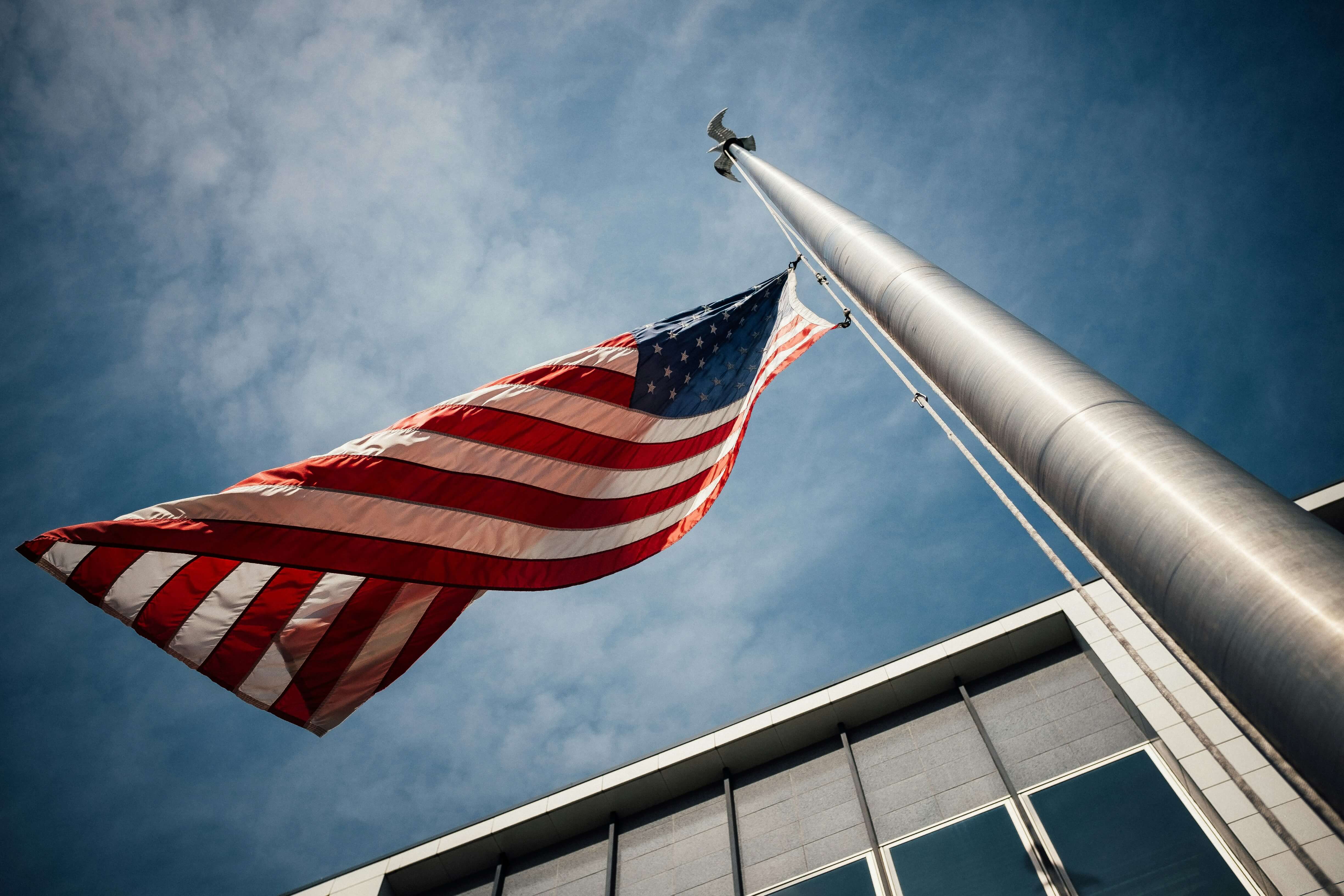US flag low angle